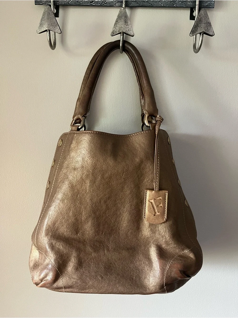 FURLA bronze Leather handbag